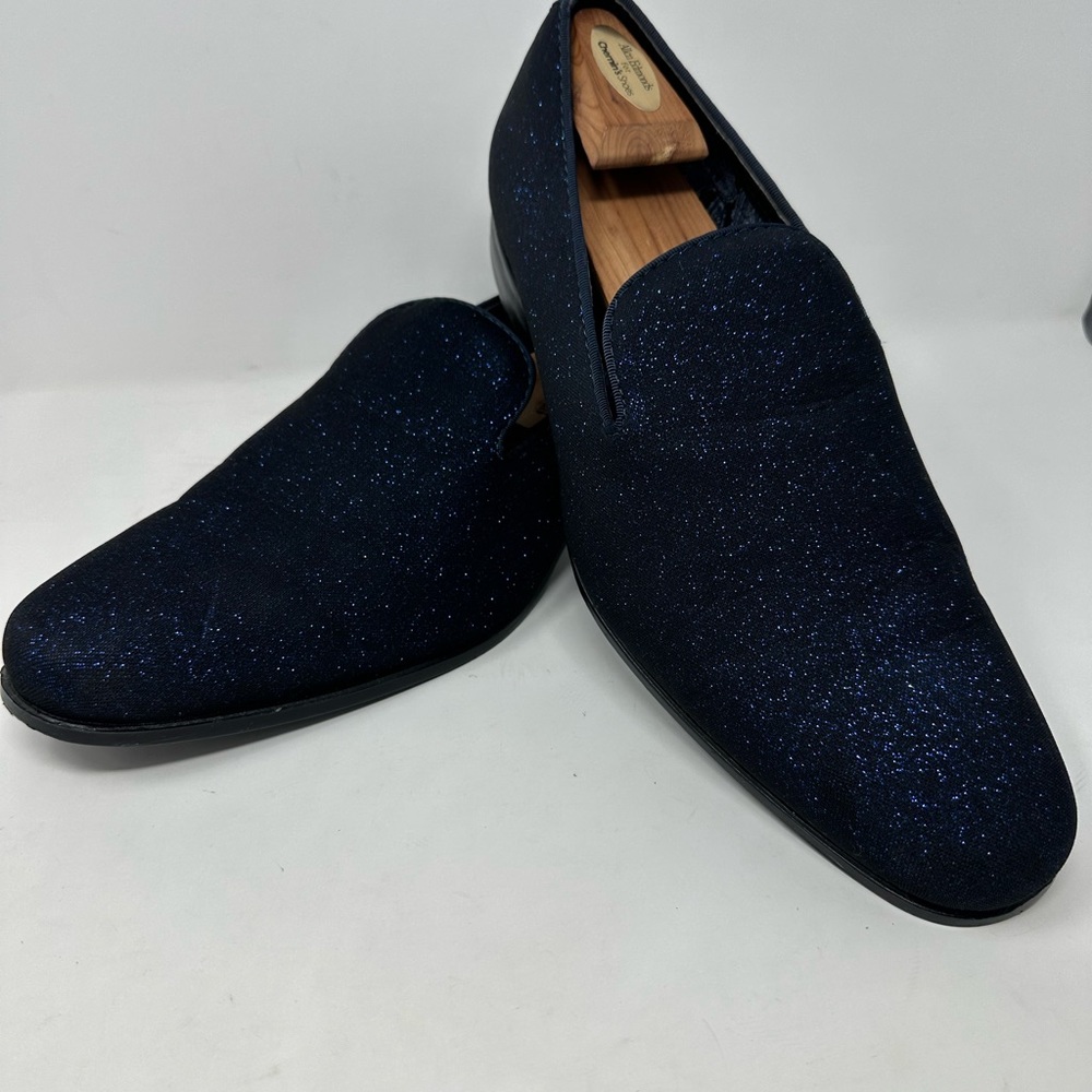 Couture 1910 Men's Slip on Dress Shoes Black W/Blue Glitter Sz 12M Q3
